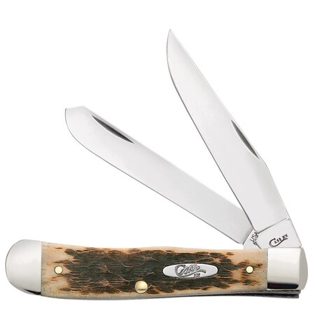 Case Cutlery Knife, Amber Bone Ss Trapper 00164